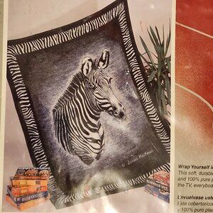 Biederlack Blanket Vintage Zebra Animal Reversible James Hautman 60" x 80"